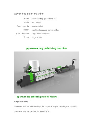 pp woven bag pelletizing machine