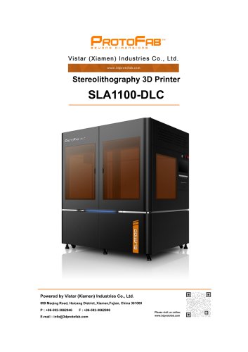 ProtoFab 3D printer SLA 110 DLC specification