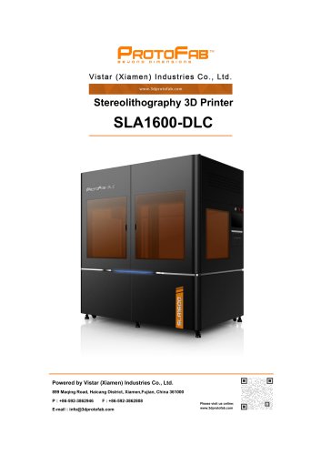 ProtoFab 3D printer SLA 1600 DLC specification