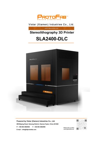 ProtoFab 3D printer SLA 2400 DLC specification