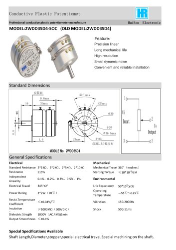 ANGULAR DISPLACEMENT SENSOR / POTENTIOMETER-2WDD35D4