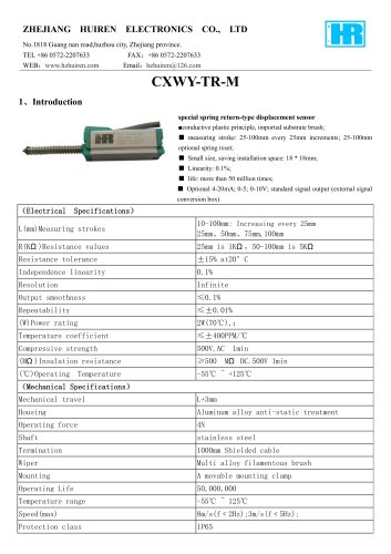 LINEAR DISPLACEMENT TRANSDUCER / POTENTIOMETER / INCREMENTAL-CXWY-TR-M