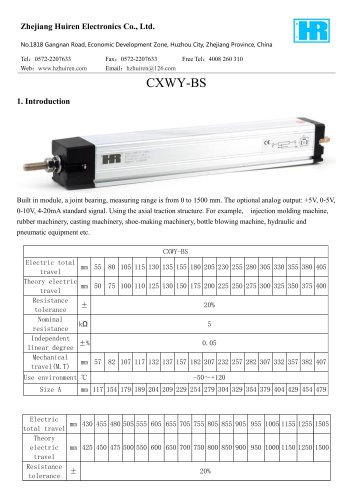 LINEAR DISPLACEMENT TRANSDUCER / POTENTIOMETER / WITH ANALOG OUTPUT-CXWY-BS