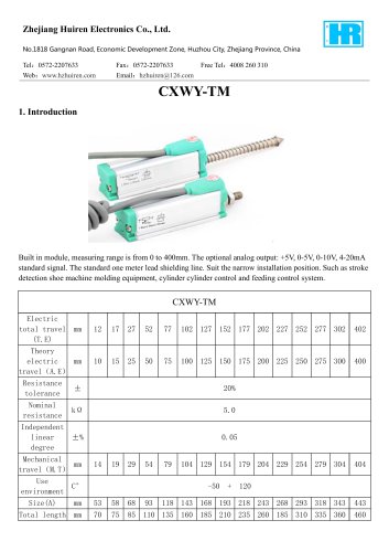 LINEAR DISPLACEMENT TRANSDUCER / POTENTIOMETER / WITH ANALOG OUTPUT-CXWY-TM