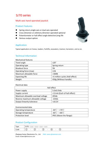 MULTI-AXIS JOYSTICK / SINGLE-AXIS / 2-AXIS / HALL EFFECT-SJ70