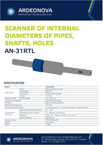 SCANNER OF INTERNAL DIAMETERS OF PIPES,SHAFTS, HOLES AN-31RTL