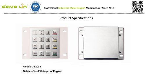 D-8203B Metal Keypad Data sheet