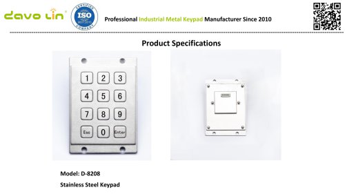 D-8208 Metal Keypad Data Sheet