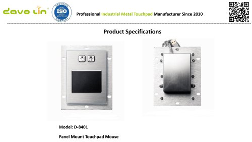 D-8401 Panel Mount Touchpad data sheet