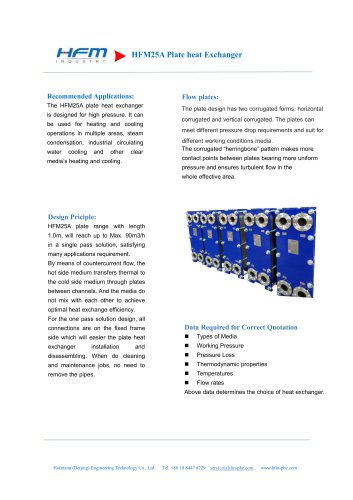 HFM25A Plate heat Exchanger