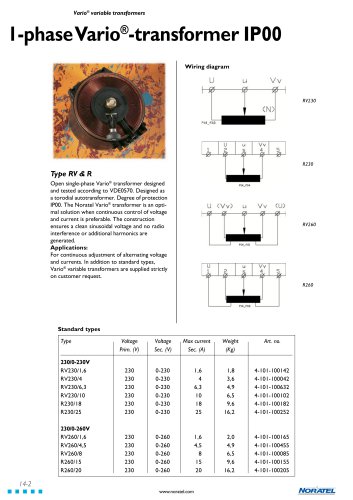 1-phase Vario®-transformer IP00