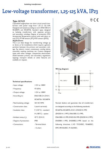 Low-voltage transformer, 1,25-125 kVA, IP23