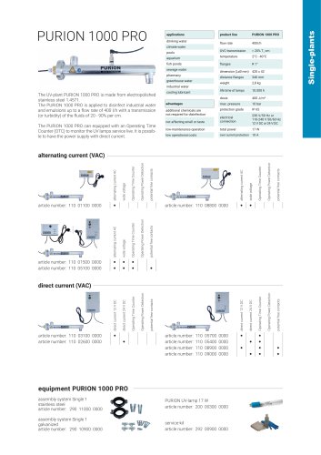 configuration options UV plant PURION 1000 PRO