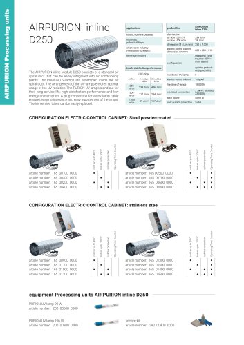 configuration options UV plant UV Anlage AIRPURION inline D250