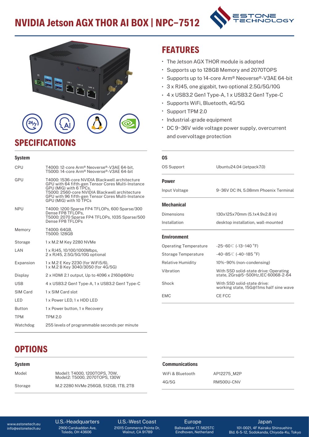 NPC-7512 Datasheet - Estone Technology
