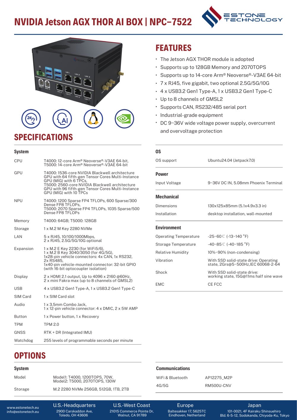 NPC-7522 Datasheet - Estone Technology