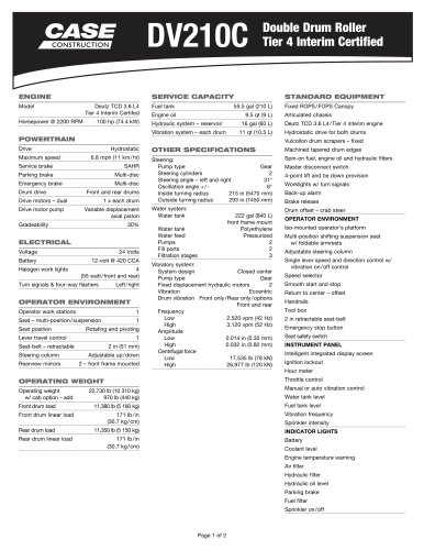 DV210C Double Drum Roller Tier 4 Interim Certified