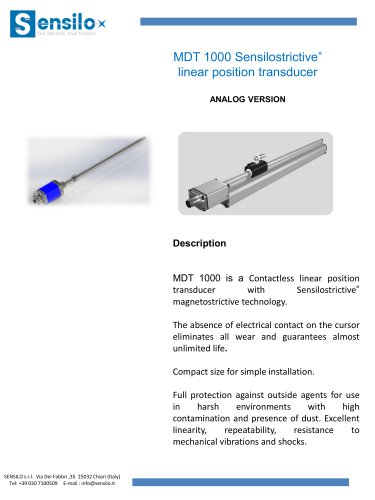 MDT 1000 Sensilostrictive® linear position transducer