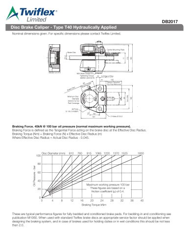 DB2017 Disc Brake Caliper - Type T40 Hydraulically Applied