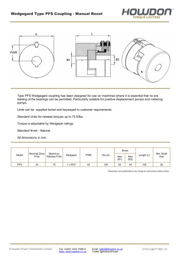 Wedgegard® PFS Coupling (ft-lb)