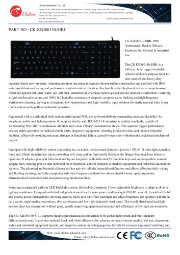Waterproof Antibacterial silicone rubber keyboard with backlight