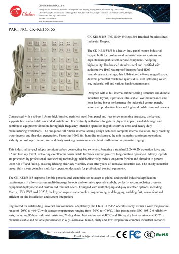 Waterproof Customized 49 keys industrial stainless steel panel mount keypad