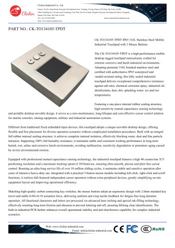Waterproof Stainless steel desktop touchpad
