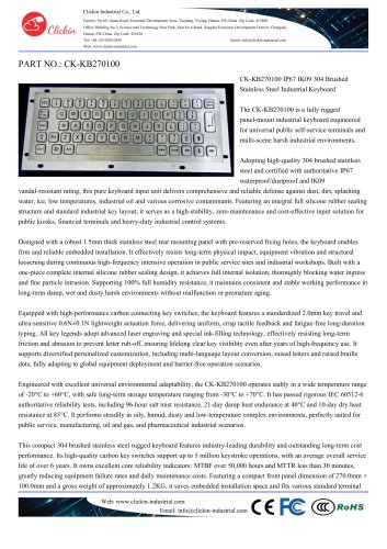 Waterproof Stainless steel panel mount keyboard
