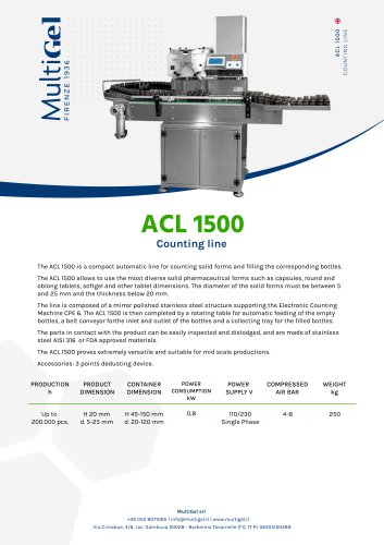 ACL 1500 - Automatic line for tablet and capsule counting and bottle filling