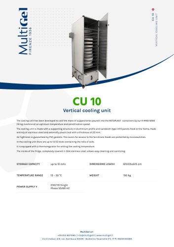 CU 10 - Vertical cooling unit for pharmacies and laboratories