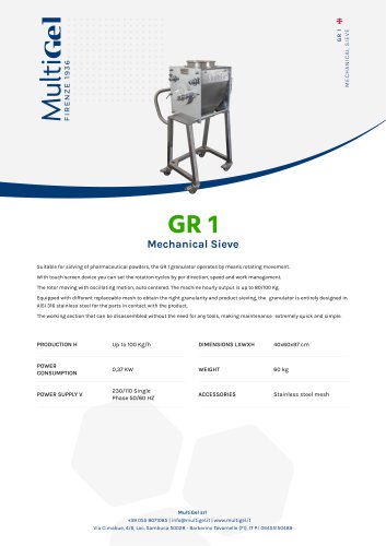 GR 1 - Oscillating Powder Sifter