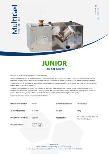 JUNIOR - Powder mixer for laboratories
