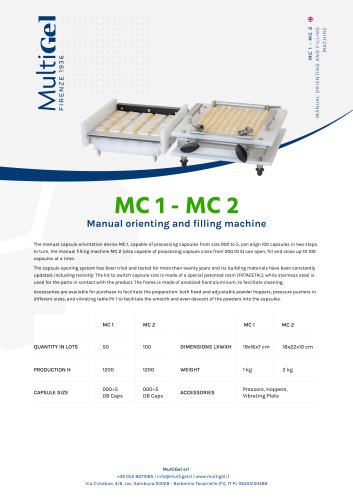 MC 1 - Manual Capsule Orienter for Pharmacies and Laboratories / MC 2 - Manual Capsule Filling Machine for Your Laboratory