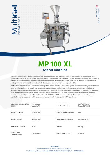 MP 100 XL - Automatic Machine for Single-Dose Sachets
