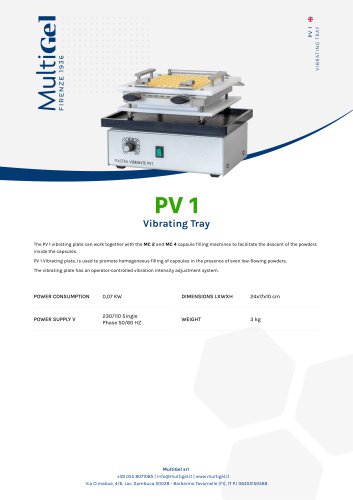 PV 1 - Vibrating plate for capsule filling machines