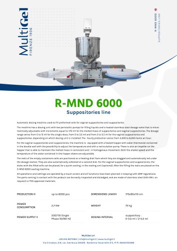 R-MND 6000 - Automatic dosing machine for suppositories and ovules