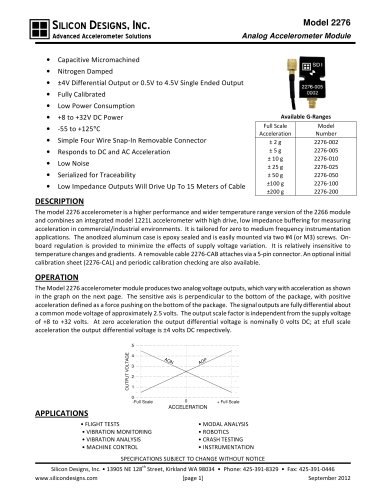 Silicon Designs Model 2276 Analog Accelerometer Module