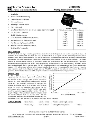 Triaxial MEMS Capacitive Analog Accelerometer Module