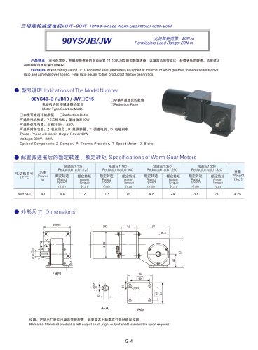 DYD MOTOR_90YS/JB/JW Three Phase AC Gear Motor with Right Angle and Spur gearboxes