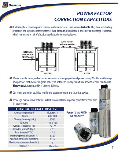 POWER FACTOR CORRECTION CAPACITORS