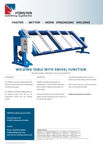 welding table with swivel function