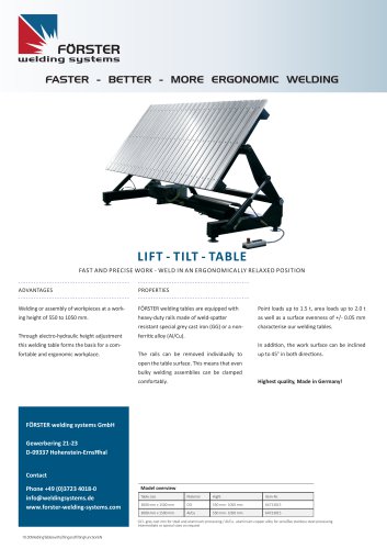 welding tables with lifting and tilting function