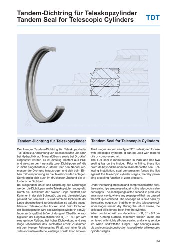 Tandem Seal for Telescopic Cylinders TDT