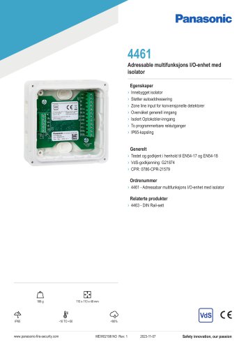 4461 Adressable multifunksjons I/O-enhet med isolator