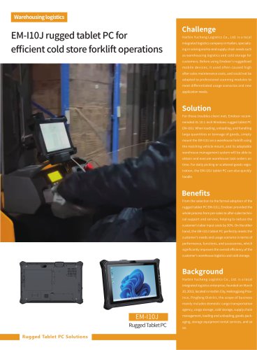 EM-I10J rugged tablet PC for  efficient cold store forklift operations