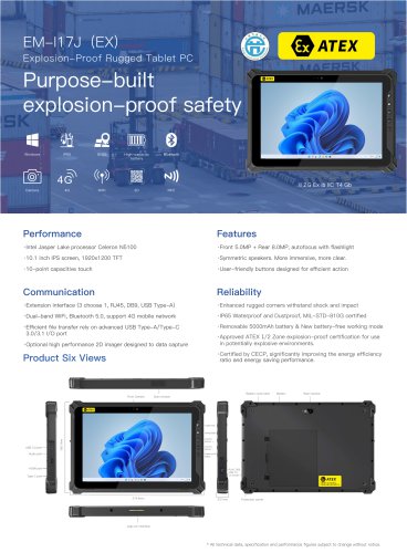 EM-I17J (EX) Specification Emdoor Info. Rugged Tablet PC 