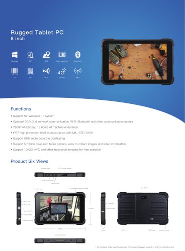EM-I86H Emdoor Info. IP67 Durable Windows 10 Rugged Tablet PC 