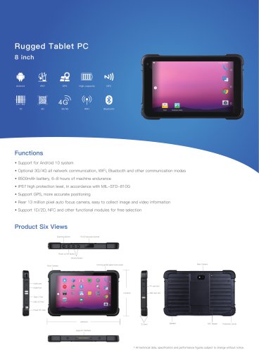 EM-Q86 Emdoor Info. IP67 Durable Android 10 Rugged Tablet 