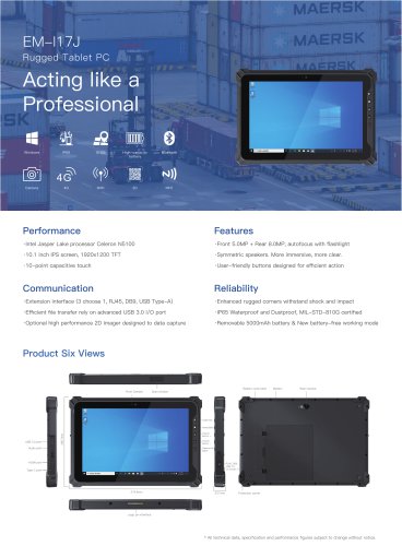 Emdoor Info. Windows 11 Rugged Tablet PC EM-I17J