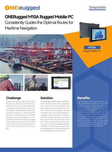 M10A Rugged Mobile PC Consistently Guides the Optimal Routes for Maritime Navigation